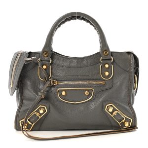 Chevre Gold Metallic Edge Hardware Mini City Gris Acier