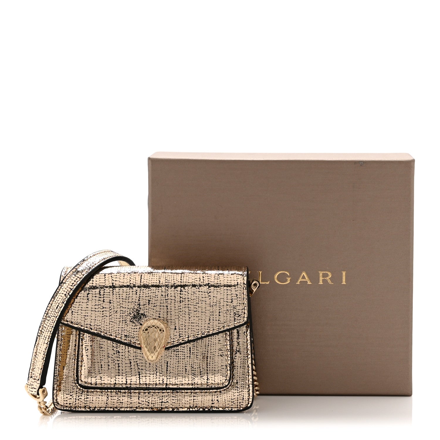 Metallic Calfskin Serpenti Forever Micro Bag Gold - Image 11