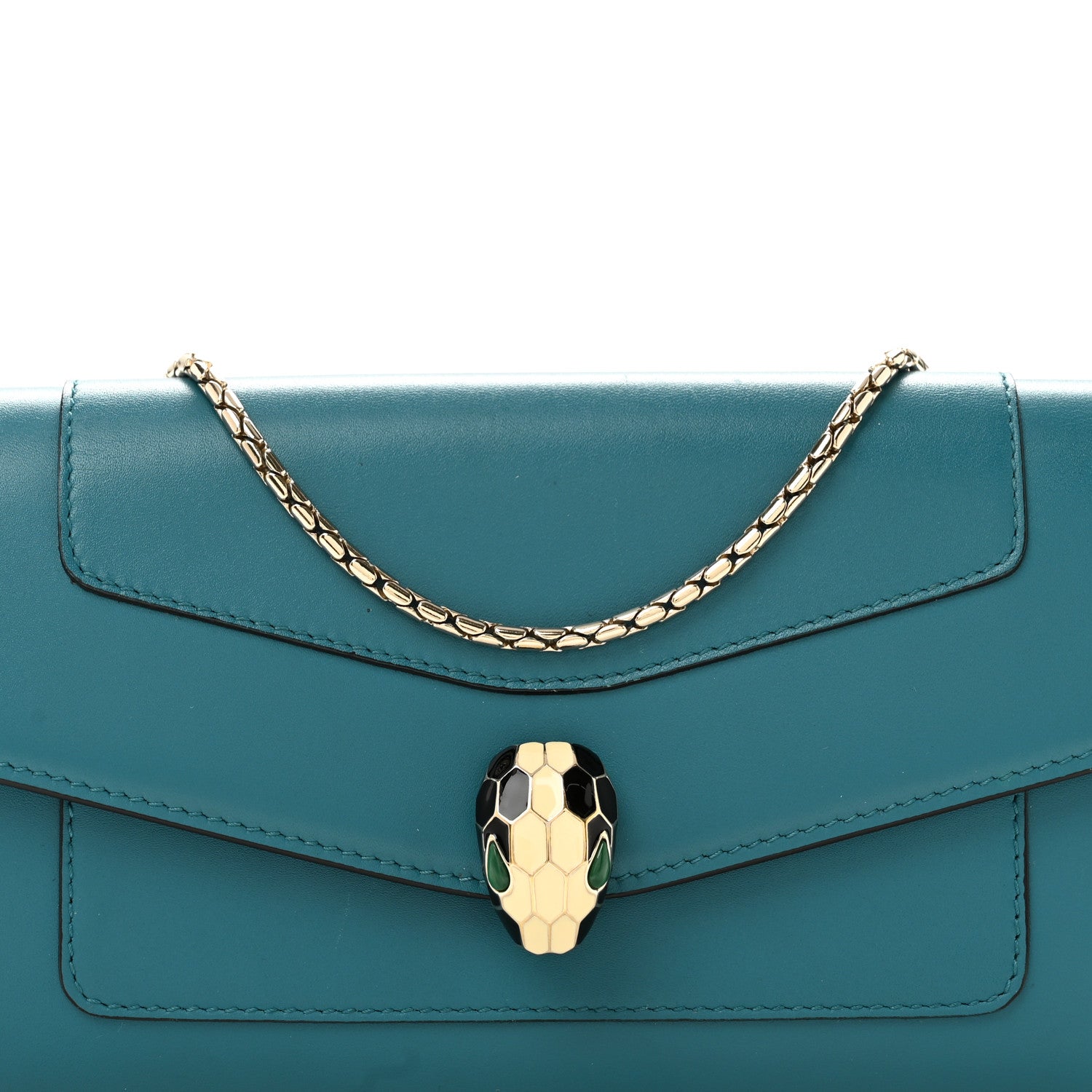 Calfskin Serpenti Forever Chain Wallet Blue - Image 9