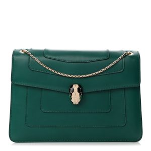 Calfskin Serpenti Forever Snake Strap Crossbody Bag Emerald Green