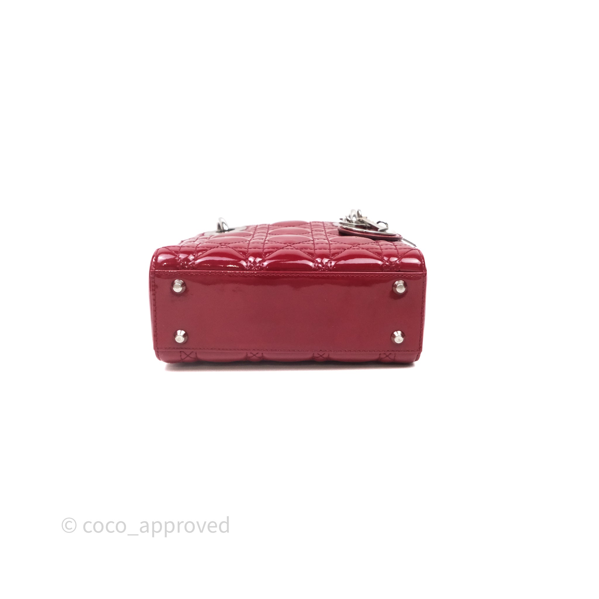 Christian Dior Mini Lady Dior Red Patent Cannage Silver Hardware - 图片 5
