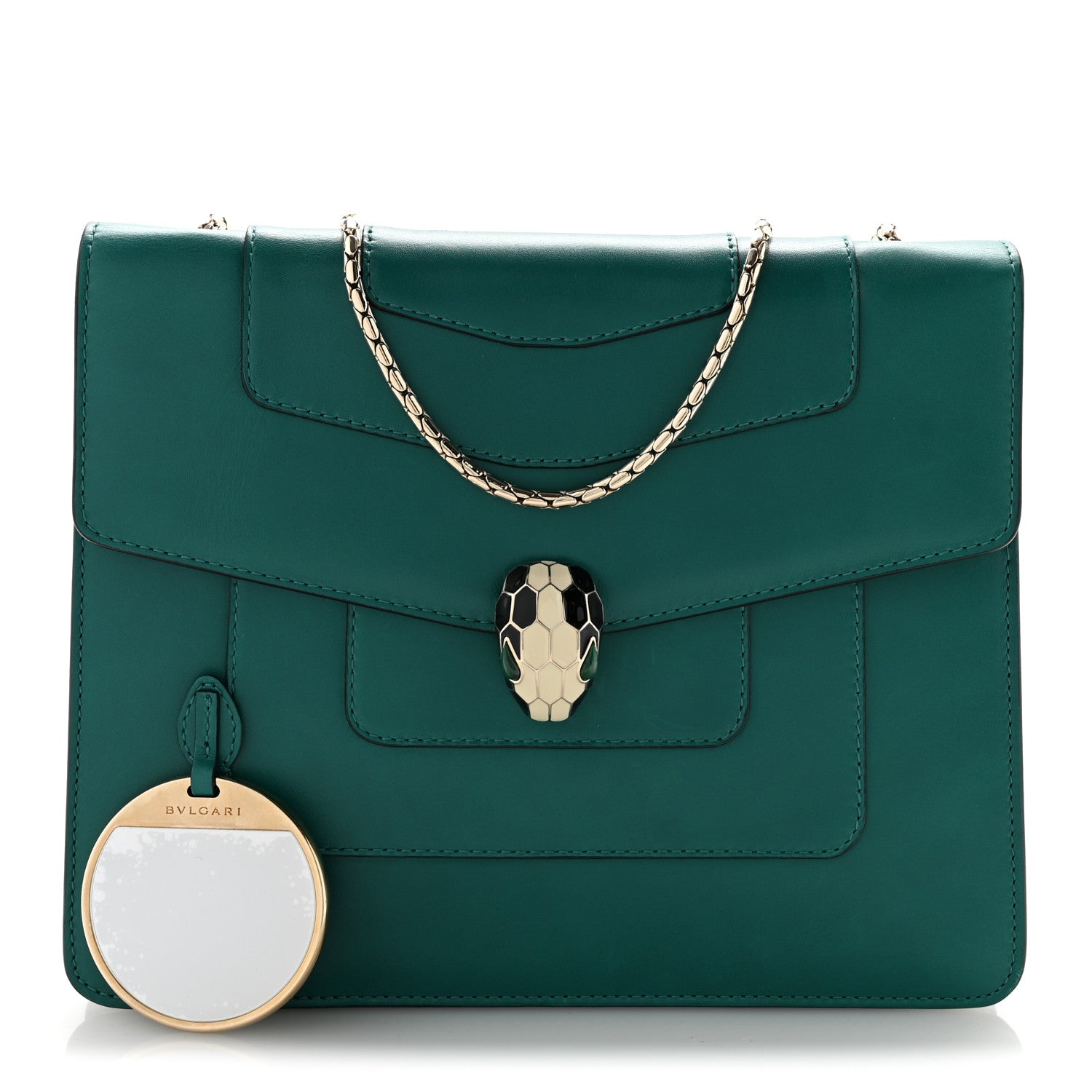 Calfskin Serpenti Forever Snake Strap Crossbody Bag Emerald Green - Image 3