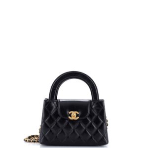Kelly Top Handle Shopping Bag Quilted Shiny Aged Calfskin Mini