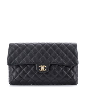 Classic Flap Clutch Quilted Caviar