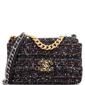 19 Flap Bag Quilted Tweed and Sequins Medium