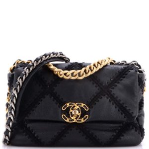 19 Flap Bag Crochet Quilted Calfskin Medium