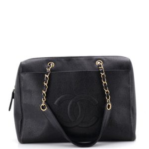 Vintage Timeless Zip Tote Caviar Medium