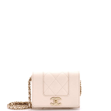 Mademoiselle Vintage Card Holder on Chain Quilted Caviar