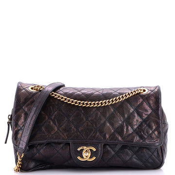 Shiva Flap Bag Quilted Caviar Large