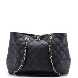 Classic CC Shopping Tote Quilted Caviar Medium
