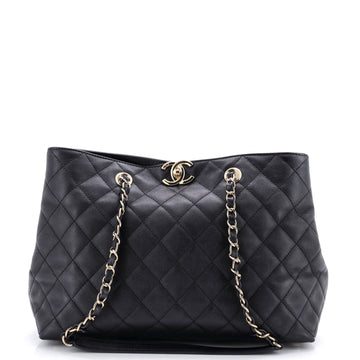 Classic CC Shopping Tote Quilted Caviar Medium