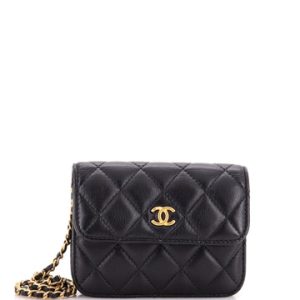 Pearl Crush Flap Clutch with Chain Quilted Lambskin Mini
