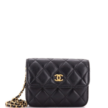 Pearl Crush Flap Clutch with Chain Quilted Lambskin Mini