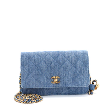 Pearl Crush Wallet on Chain Quilted Denim