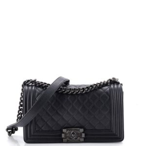 So Black Boy Flap Bag Quilted Calfskin Old Medium
