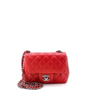 Square Classic Single Flap Bag Quilted Lambskin Mini