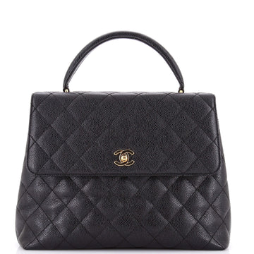 Vintage Classic Top Handle Flap Bag Quilted Caviar Jumbo