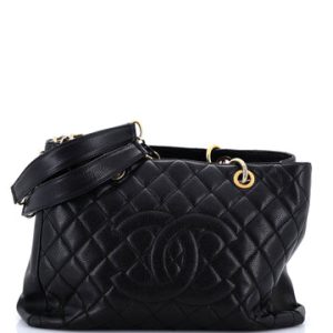 Grand Shopping Tote Quilted Caviar