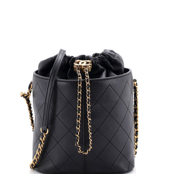 CC Drawstring Bucket Crossbody Bag Stitched Calfskin Medium