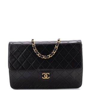 Vintage Clutch with Chain Quilted Leather Medium