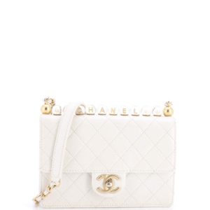 Chic Pearls Flap Bag Quilted Goatskin with Acrylic Beads Small