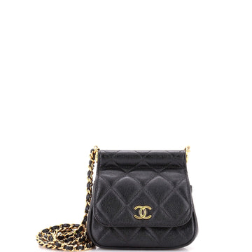 Bar Clutch on Chain Quilted Caviar Mini