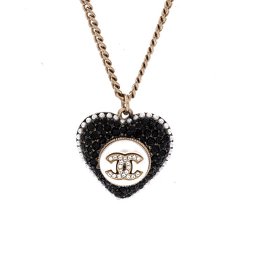 CC Heart Drop Pendant Necklace Metal with Faux Pearls and Crystals