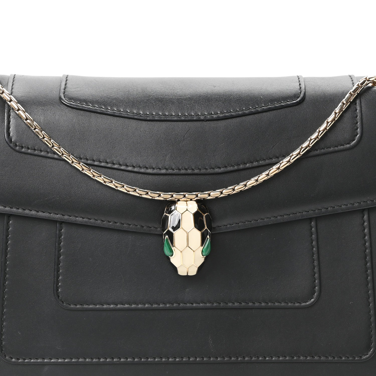 Calfskin Serpenti Forever Shoulder Bag Black - Image 9