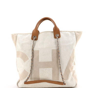 Deauville Logo Shopping Tote Printed Raffia Large
