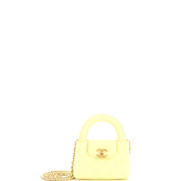Kelly Top Handle Shopping Bag Quilted Shiny Aged Calfskin Nano