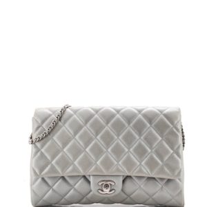 Clutch with Chain Quilted Lambskin
