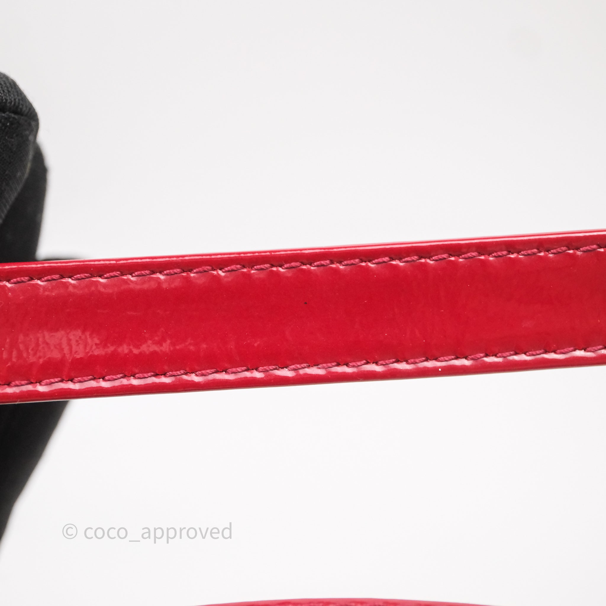 Christian Dior Mini Lady Dior Red Patent Cannage Silver Hardware - 图片 55