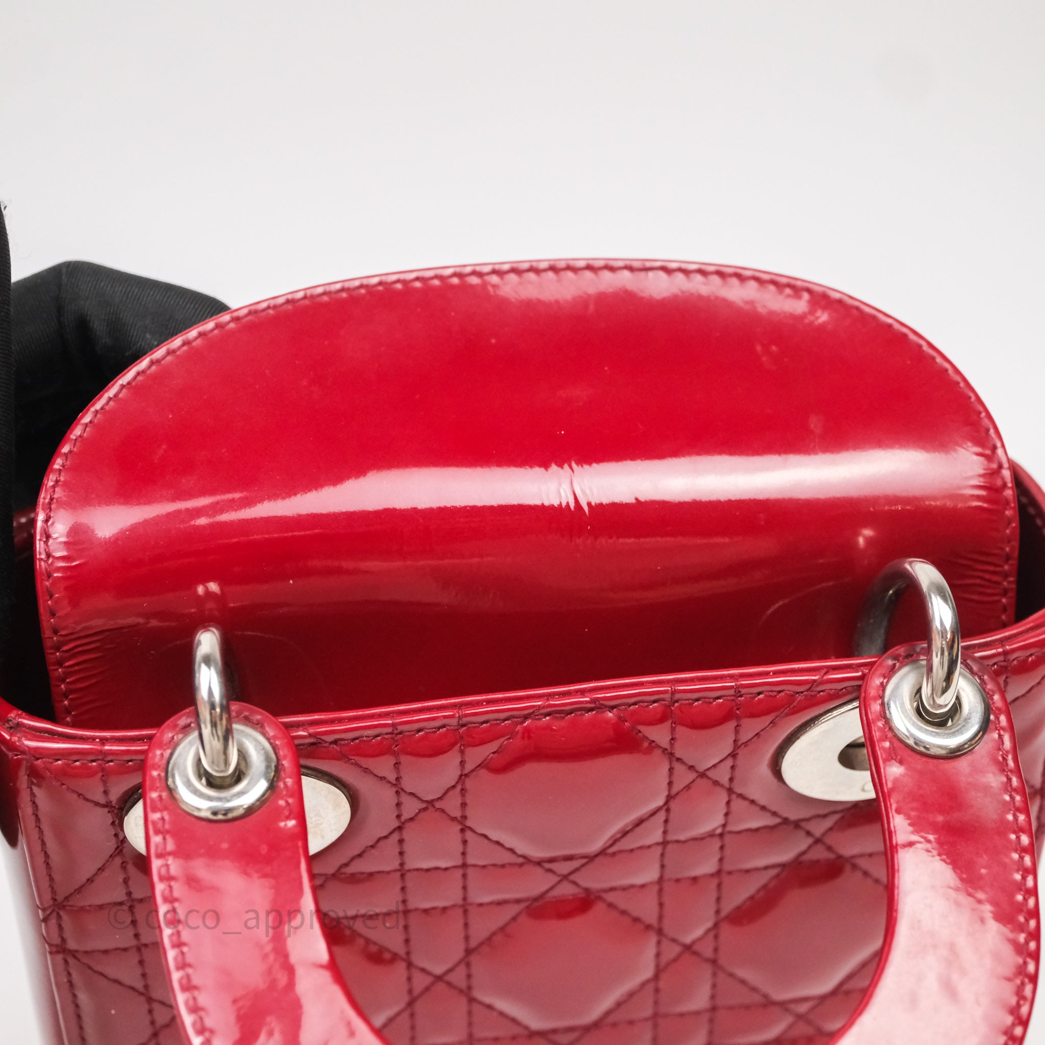 Christian Dior Mini Lady Dior Red Patent Cannage Silver Hardware - 图片 42