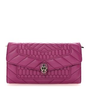 Calfskin Quilted Serpenti Forever Clutch Plum