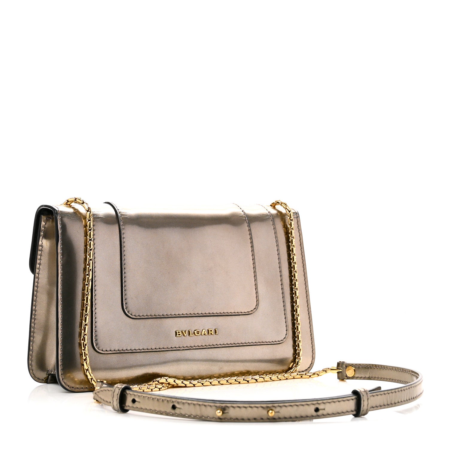 Metallic Serpenti Forever Small Shoulder Bag Silver - Image 3