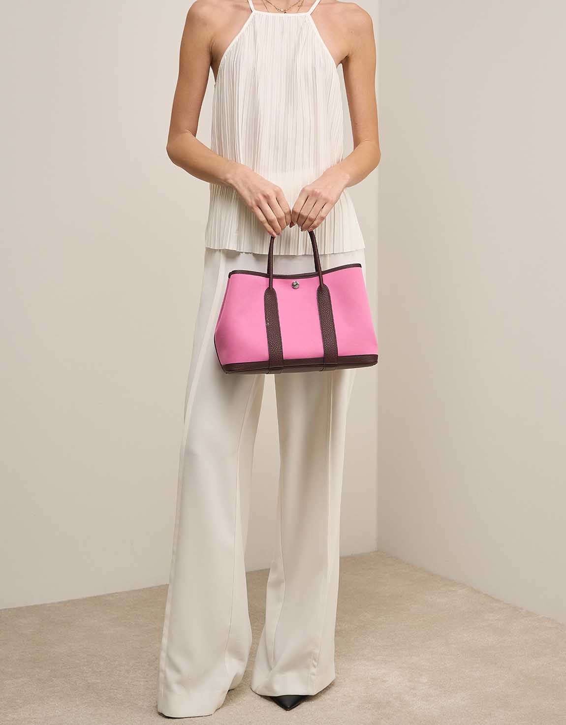 Hermès Garden Party 30 Taurillon Clémence / Toile Pink / Rouge Duchesse - 图片 2