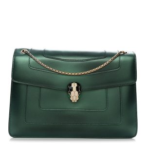 Iridescent Calfskin Serpenti Forever Shoulder Bag Emerald Green