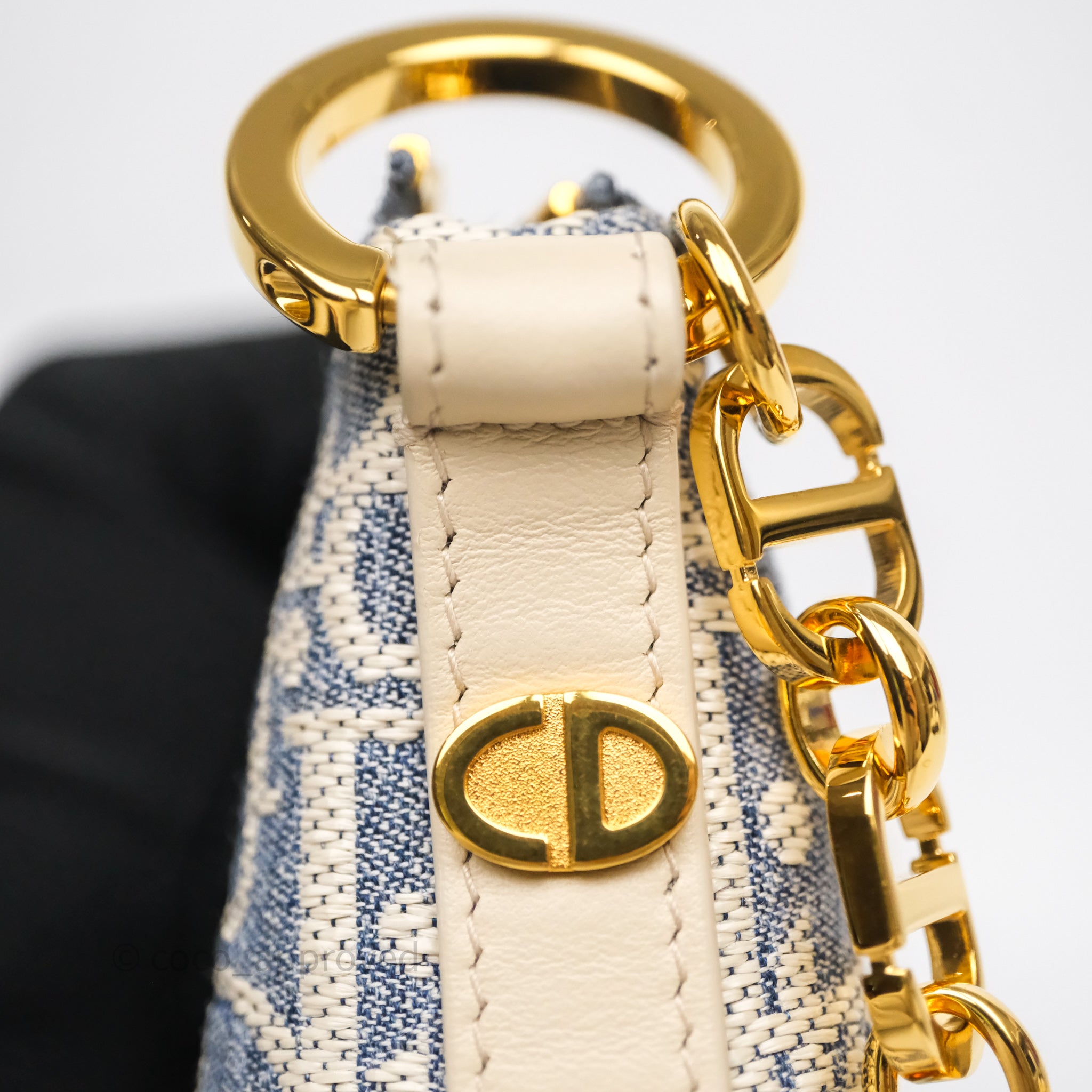 Christian Dior Diorstar Hobo Bag with Chain Blue Dior Oblique Chambray with Raffia Effect - 图片 15