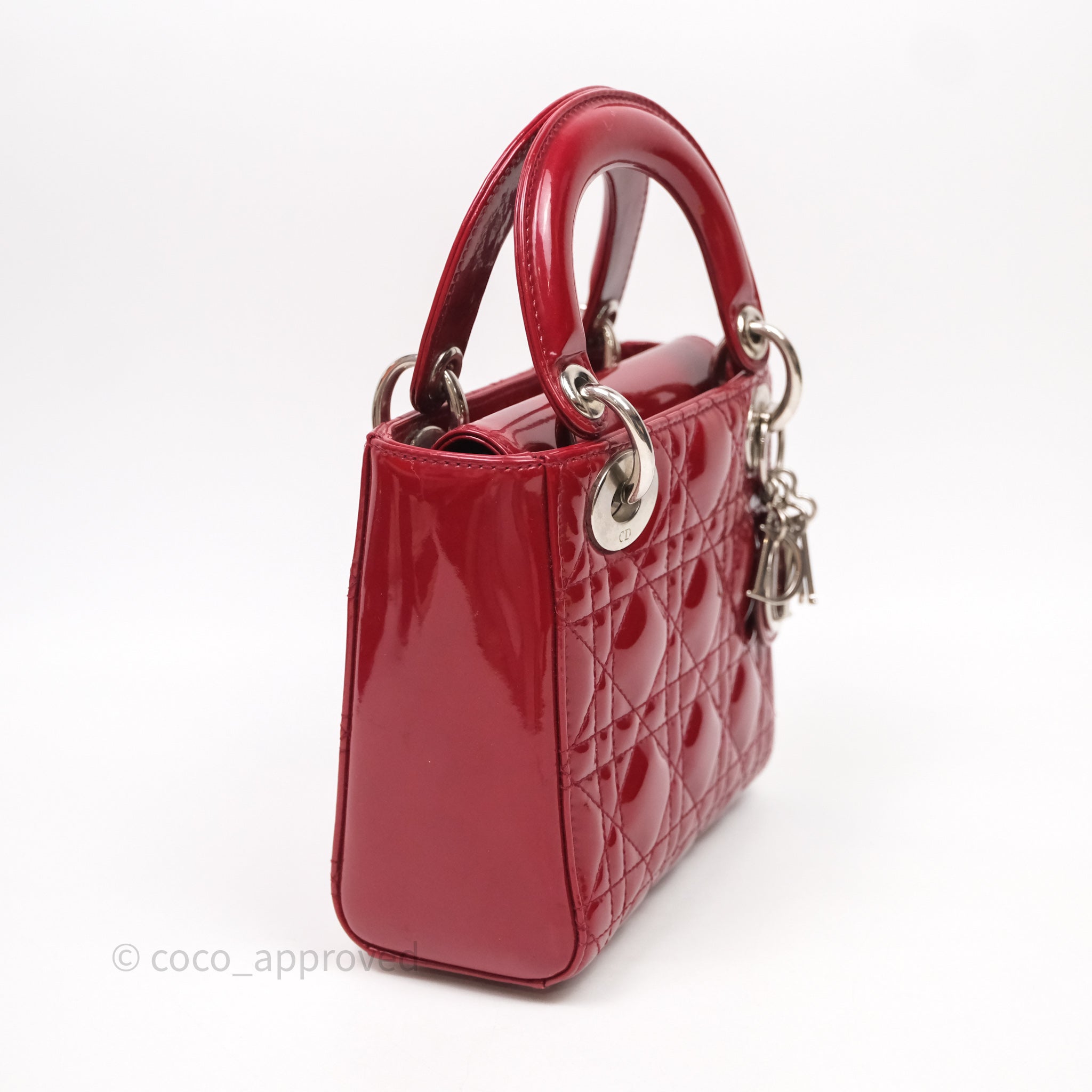 Christian Dior Mini Lady Dior Red Patent Cannage Silver Hardware - 图片 32