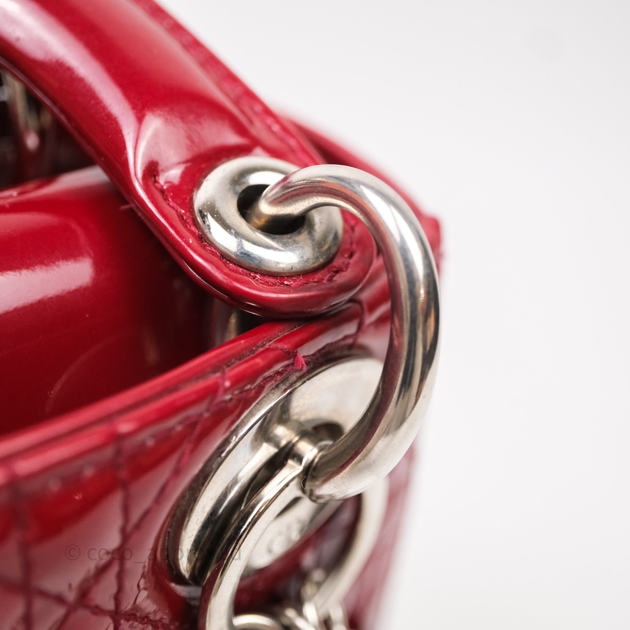 Christian Dior Mini Lady Dior Red Patent Cannage Silver Hardware - 图片 22