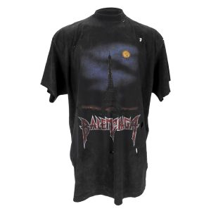Men's Balenciaga Oversized Distressed Printed T-shirt in Black Cotton