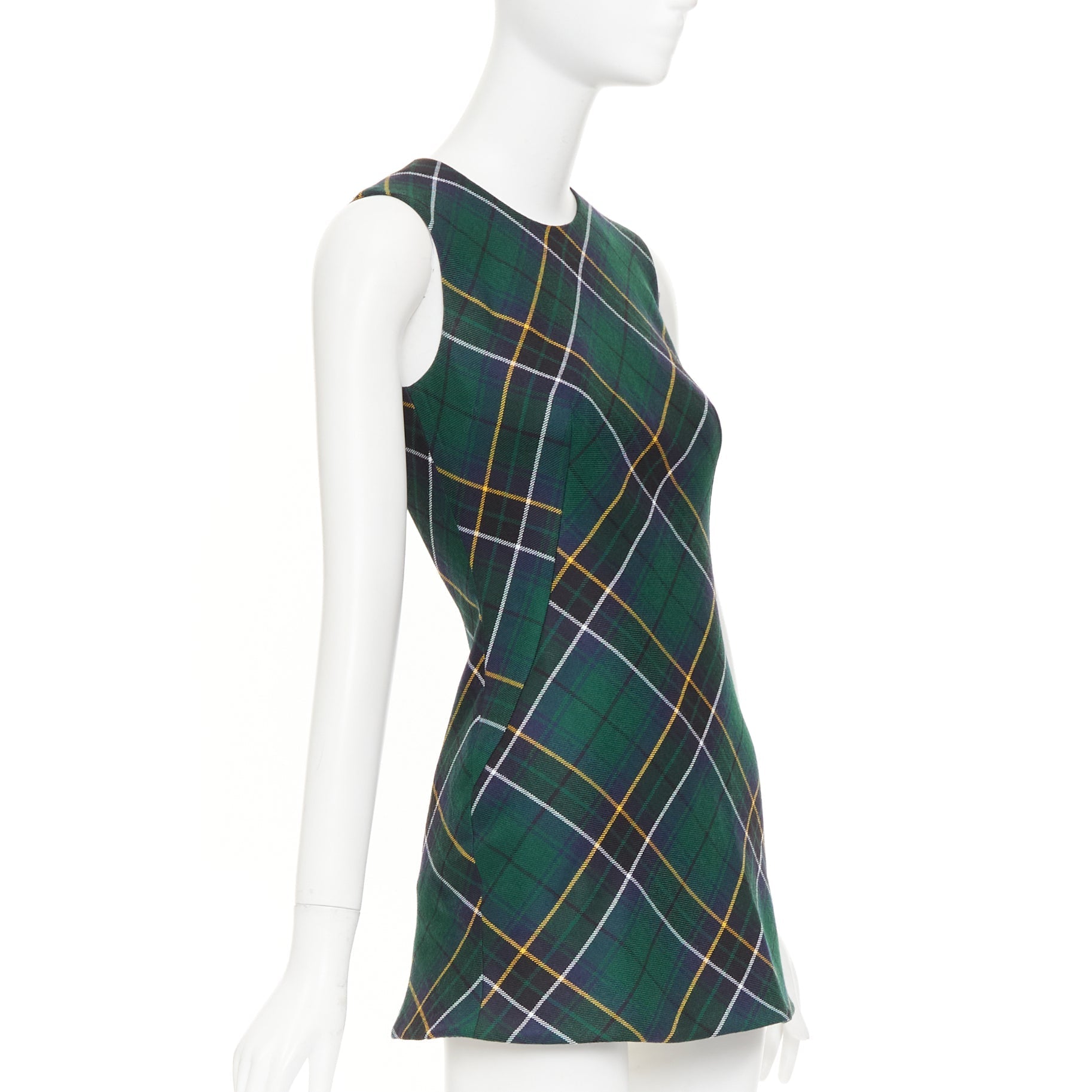 Women's Alexander McQueen tartan wool sleeveless mini dress - Image 2
