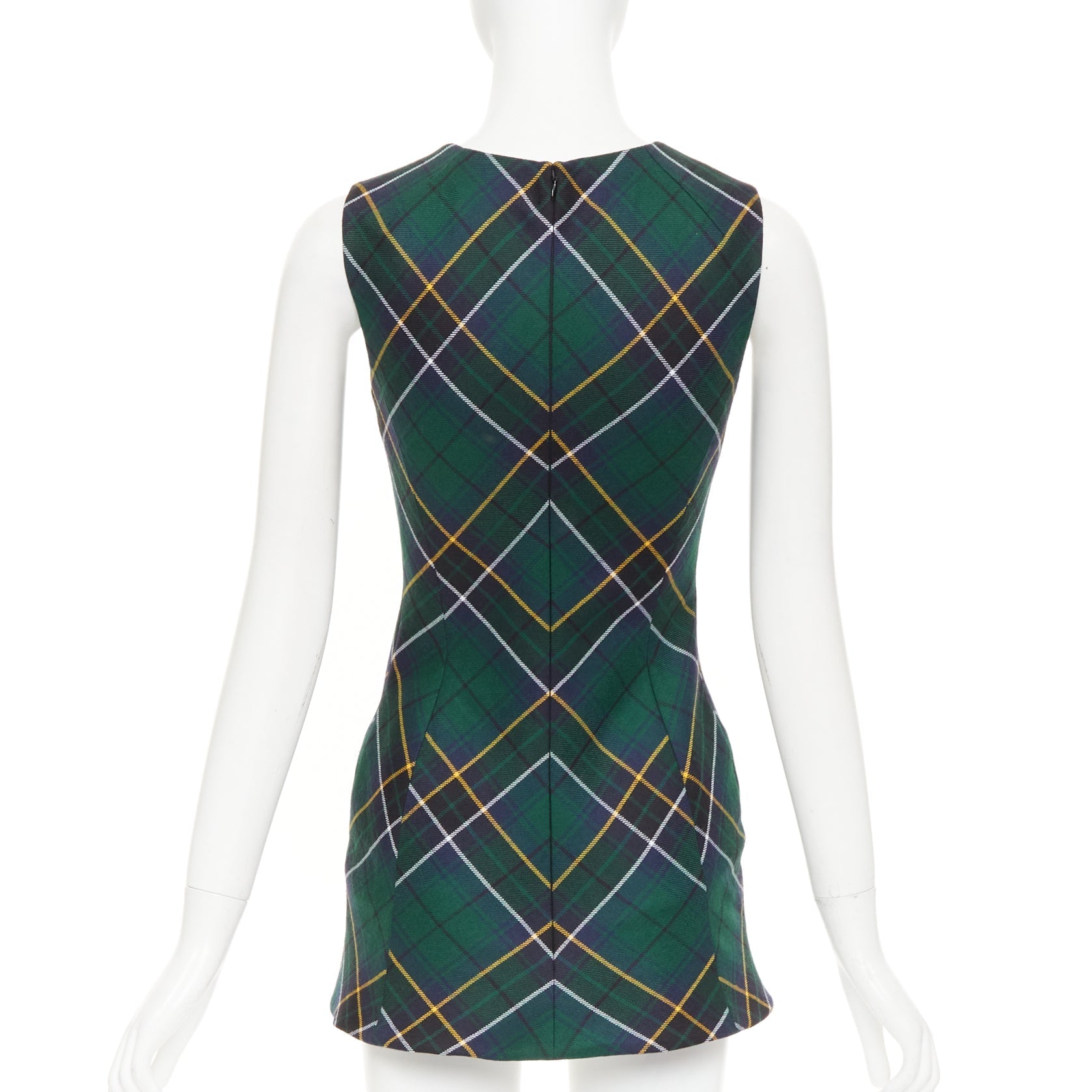 Women's Alexander McQueen tartan wool sleeveless mini dress - Image 4