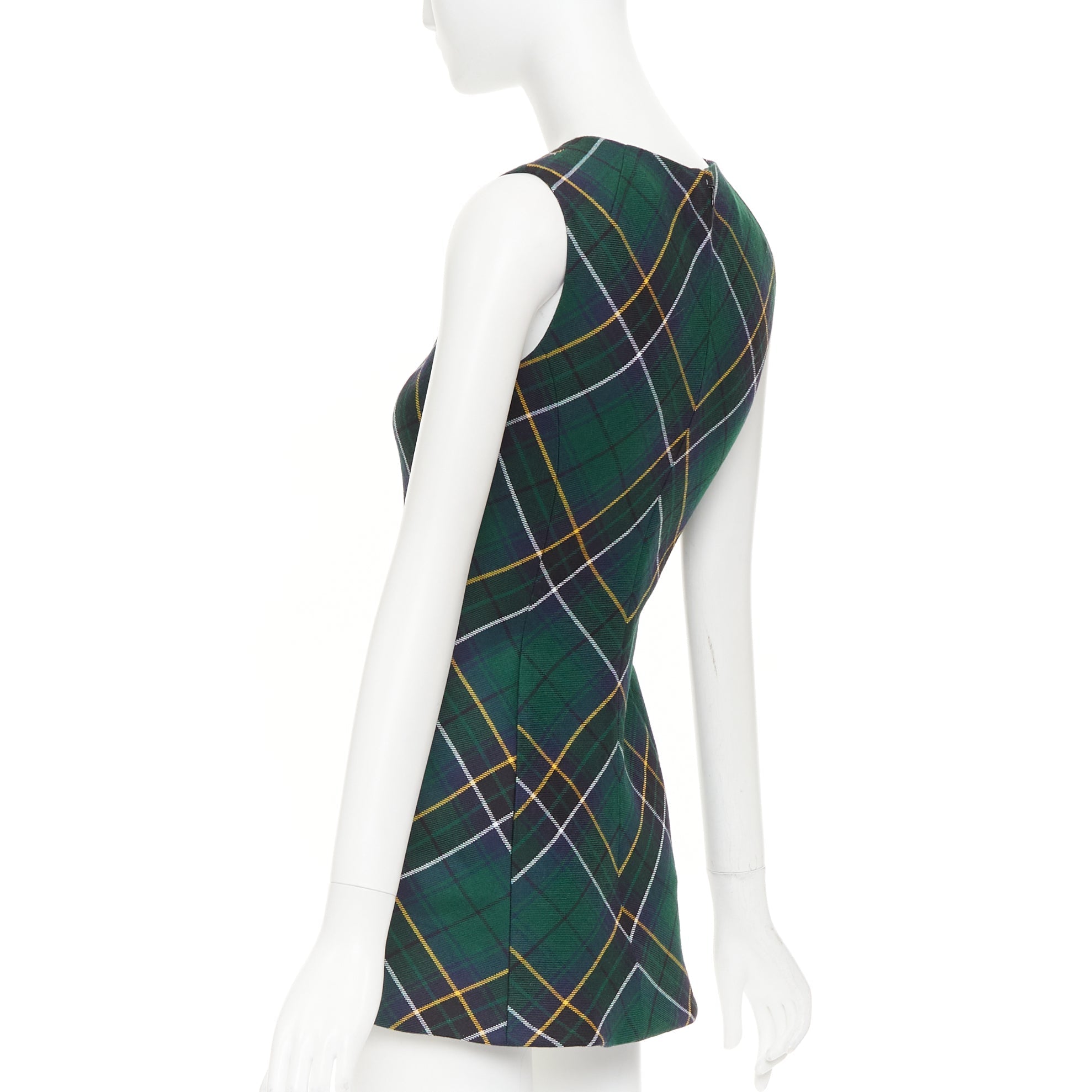 Women's Alexander McQueen tartan wool sleeveless mini dress - Image 5