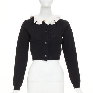 Women's Louis Vuitton wool blend ruffle collar cardigan