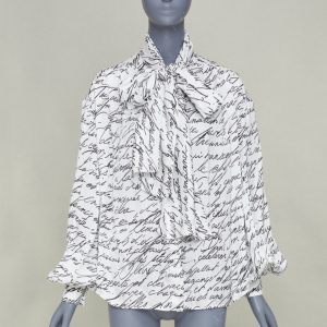 Women's Balmain Love Letter Print pussybow blouse