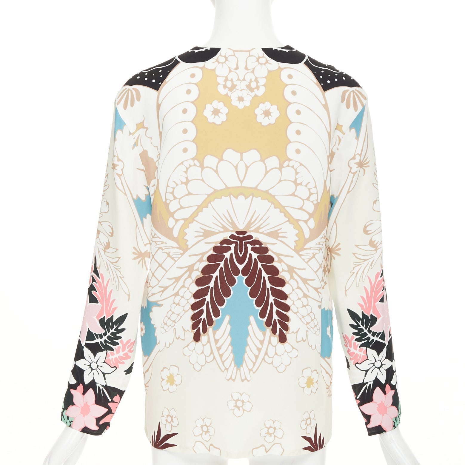 Women's Valentino floral tapestry v neck tunic silk blouse - Image 5