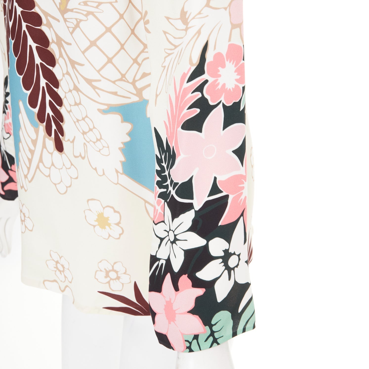 Women's Valentino floral tapestry v neck tunic silk blouse - Image 7