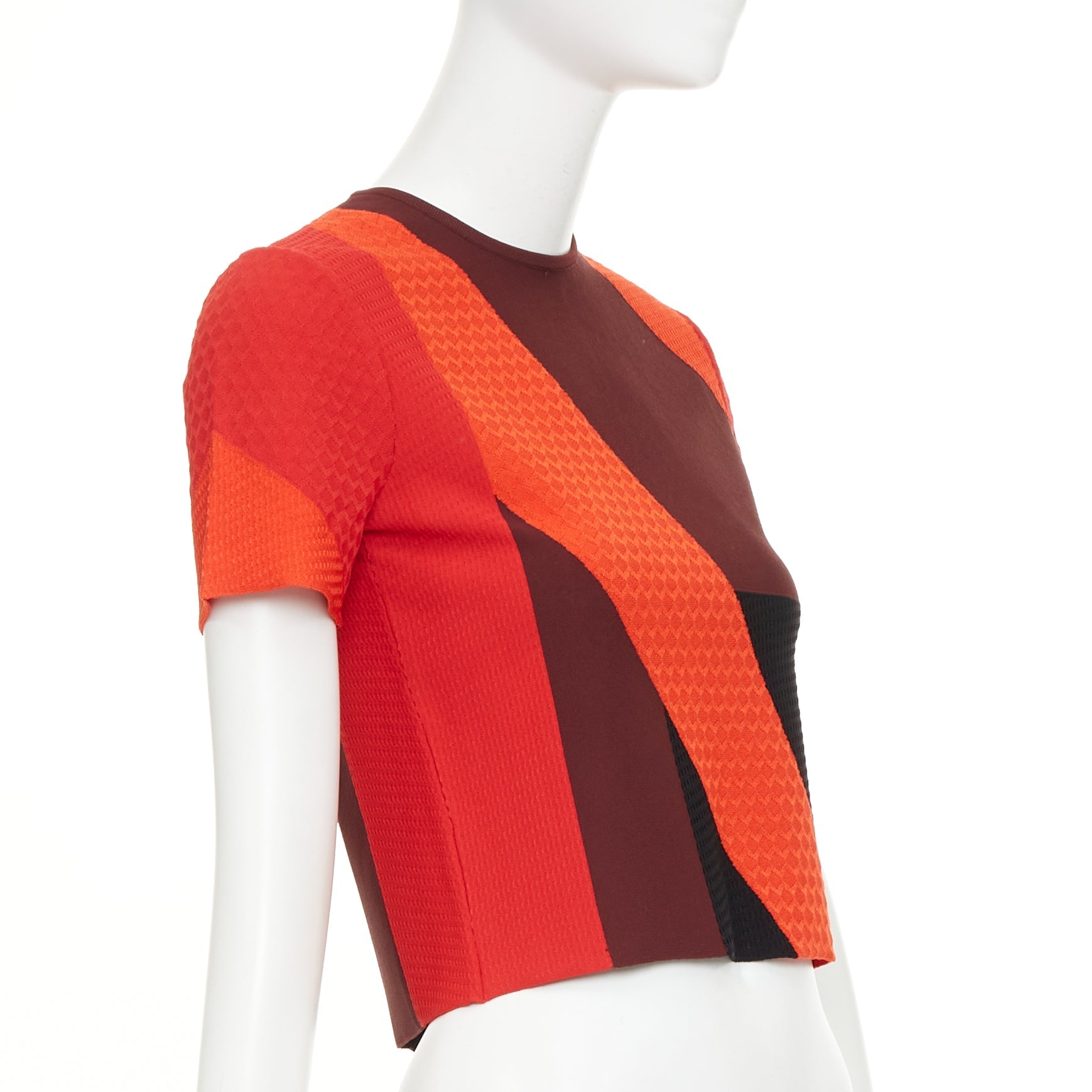 Women's Alexander McQueen colorblock short sleeve crop knit top - Image 3