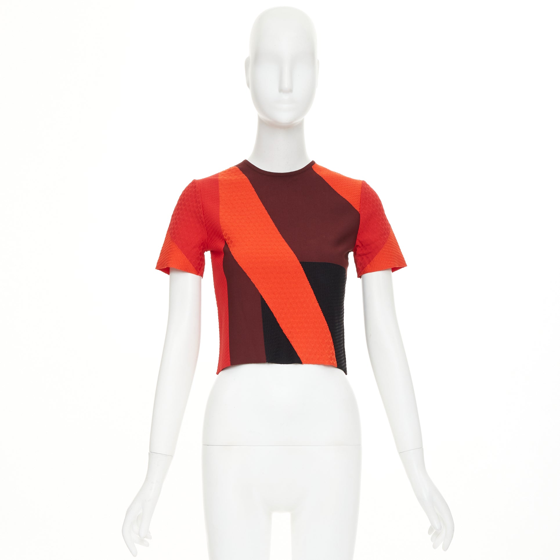 Women's Alexander McQueen colorblock short sleeve crop knit top - Image 9